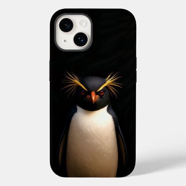 Black 4 Luxe iPhone 14 Mate, Rockhopper Penguin (Baksida)