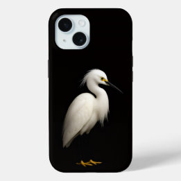 Black 4 Luxe iPhone 15 Case-Mate, Snowy Egret