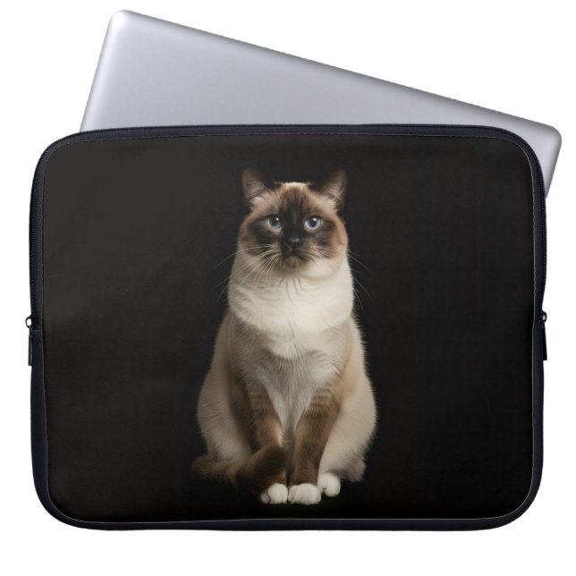 Black 4 Luxe Laptop Sleeve, Birmanese Cat Laptop Fodral (Framsidan)