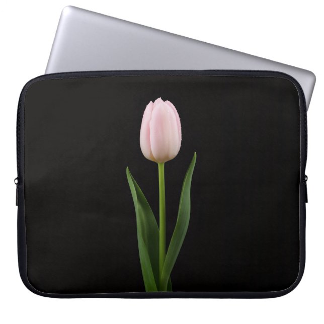 Black 4 Luxe Laptop Sleeve, Blush Pink Tulip Laptop Fodral (Framsidan)