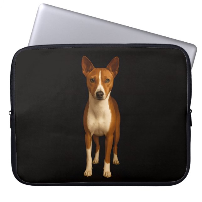 Black 4 Luxe Laptop Sleeve, Classy Basenji Dog Fodral (Framsidan)