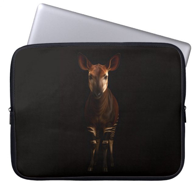 Black 4 Luxe Laptop Sleeve, Forest Okapi Laptop Fodral (Framsidan)