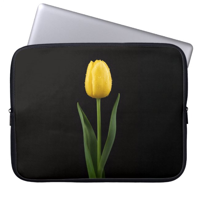 Black 4 Luxe Laptop Sleeve, Golden Yellow Tulip Laptop Fodral (Framsidan)