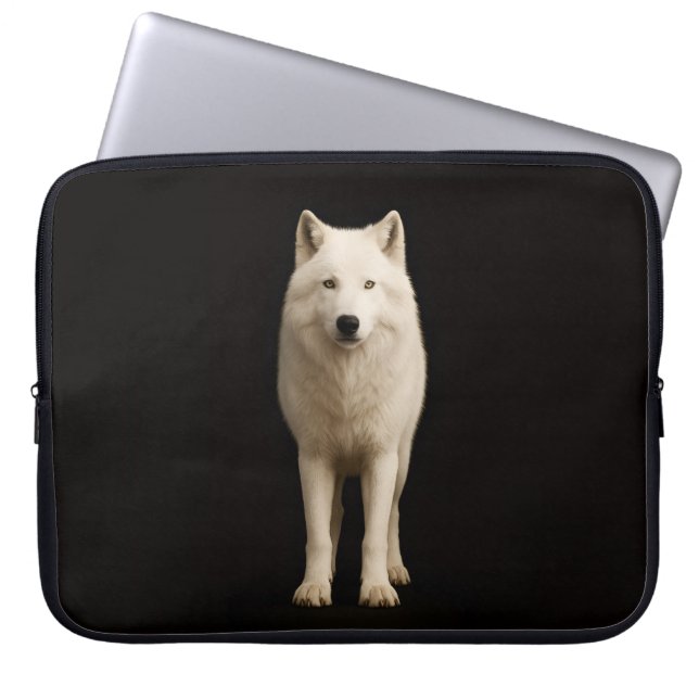 Black 4 Luxe Laptop Sleeve, Ivory Arctic Wolf Fodral (Framsidan)