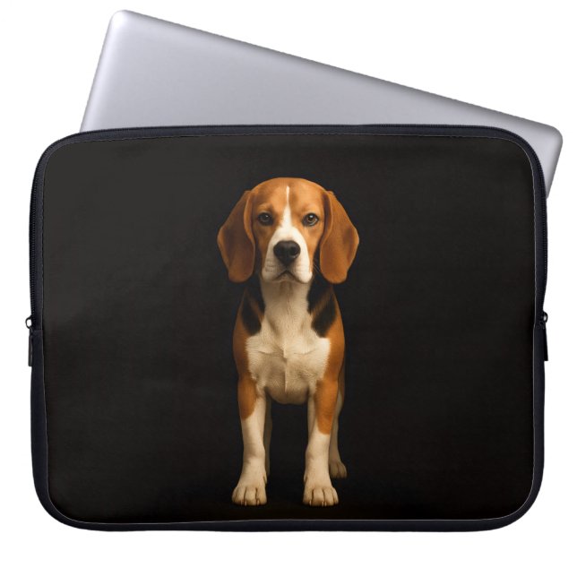 Black 4 Luxe Laptop Sleeve, Kind Beagle Laptop Fodral (Framsidan)