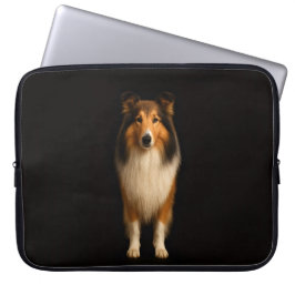 Black 4 Luxe Laptop Sleeve, Loyal Collie Dog Fodral