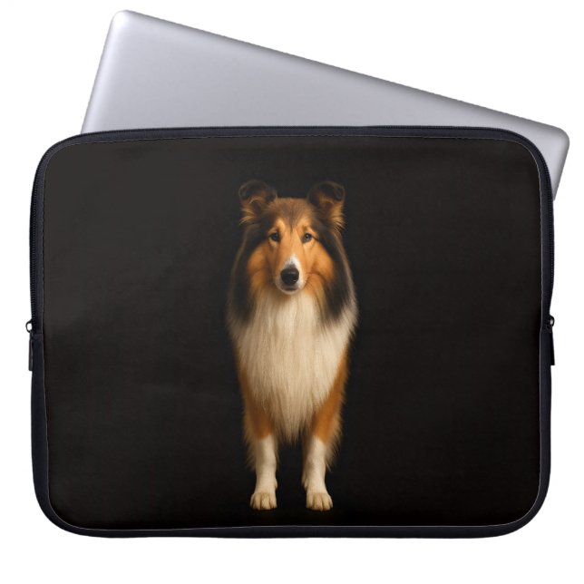Black 4 Luxe Laptop Sleeve, Loyal Collie Dog Fodral (Framsidan)