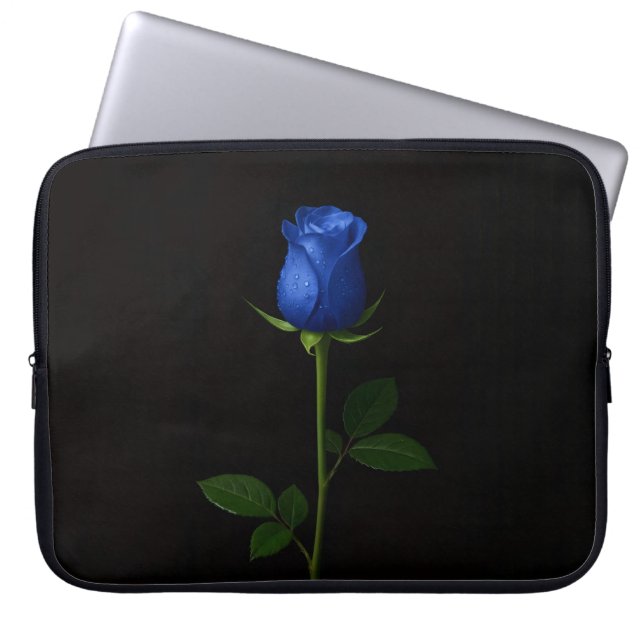 Black 4 Luxe Laptop Sleeve, Midnight Blue Rose Laptop Fodral (Framsidan)