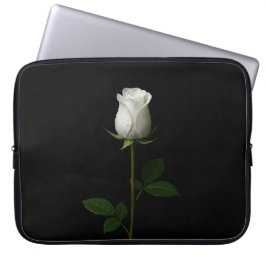 Black 4 Luxe Laptop Sleeve, Pure White Rose Laptop Fodral