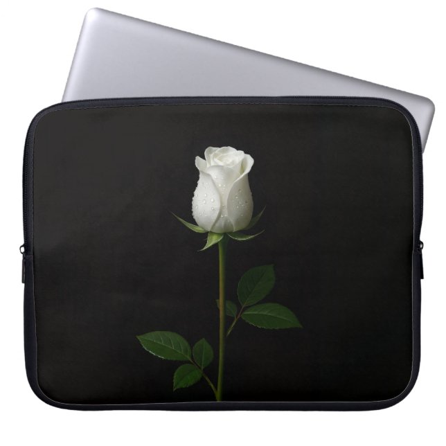 Black 4 Luxe Laptop Sleeve, Pure White Rose Laptop Fodral (Framsidan)