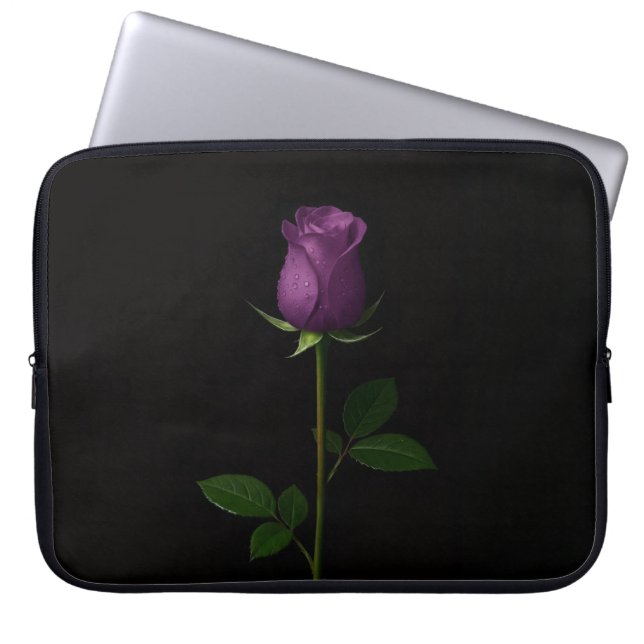 Black 4 Luxe Laptop Sleeve, Royal Violet Rose Laptop Fodral (Framsidan)