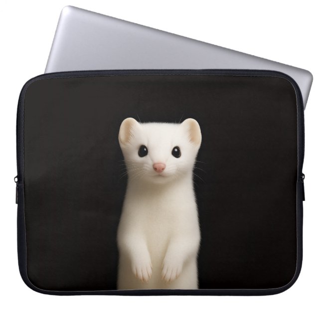 Black 4 Luxe Laptop Sleeve, Stylish Ermine Laptop Fodral (Framsidan)
