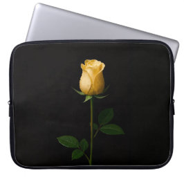 Black 4 Luxe Laptop Sleeve, Sunlit Yellow Rose Laptop Fodral