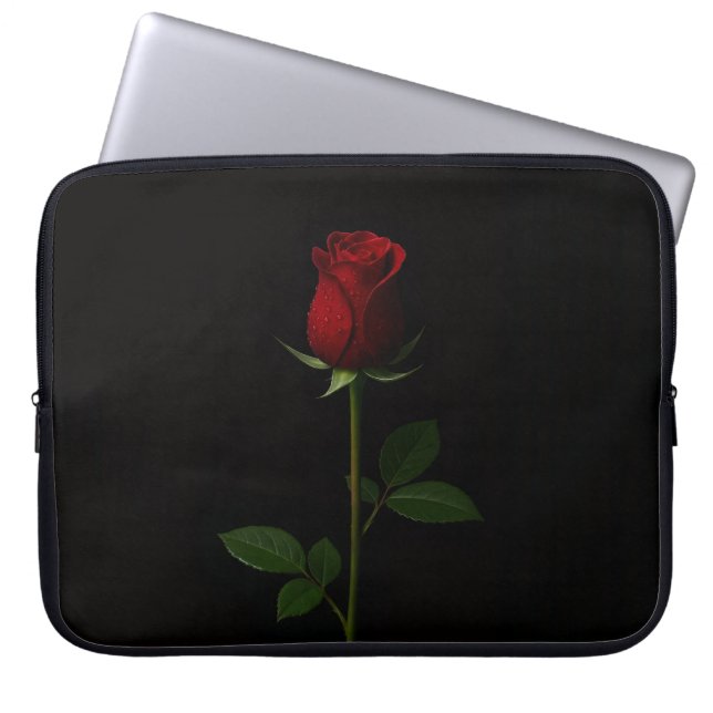 Black 4 Luxe Laptop Sleeve, Velvet Red Rose Fodral (Framsidan)