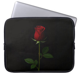Black 4 Luxe Laptop Sleeve, Velvet Red Rose Laptop Fodral