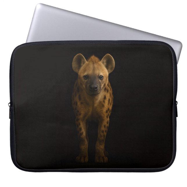 Black 4 Luxe Laptop Sleeve, Wild Spotted Hyena Laptop Fodral (Framsidan)