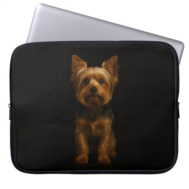 Black 4 Luxe Laptop Sleeve, Yorkshire Terrier Laptop Fodral (Framsidan)
