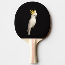 Black 4 Luxe ping pong paddle, Crested Cockatoo