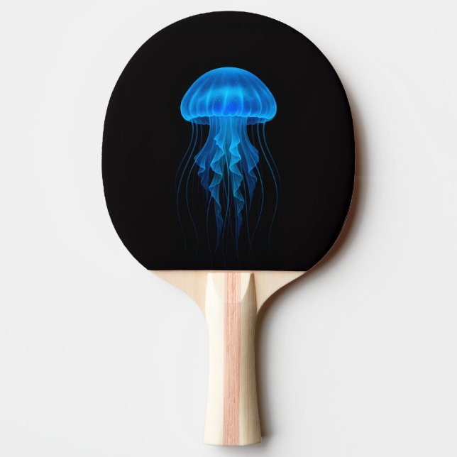 Black 4 Luxe ping pong paddle, Neon Blue Jellyfish Pingisracket (Baksidan)