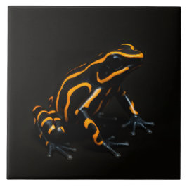 Black 4 Luxe Tile med Black Orange Tropical Frog Kakelplatta