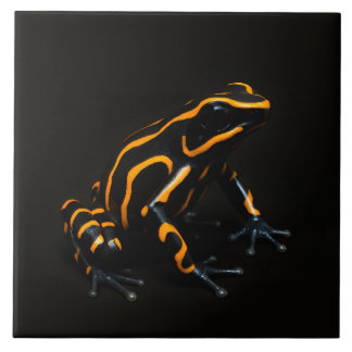 Black 4 Luxe Tile med Black Orange Tropical Frog Kakelplatta