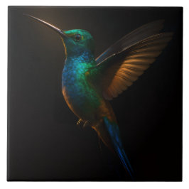 Black 4 Luxe Tile med flytande Hummingbird Kakelplatta