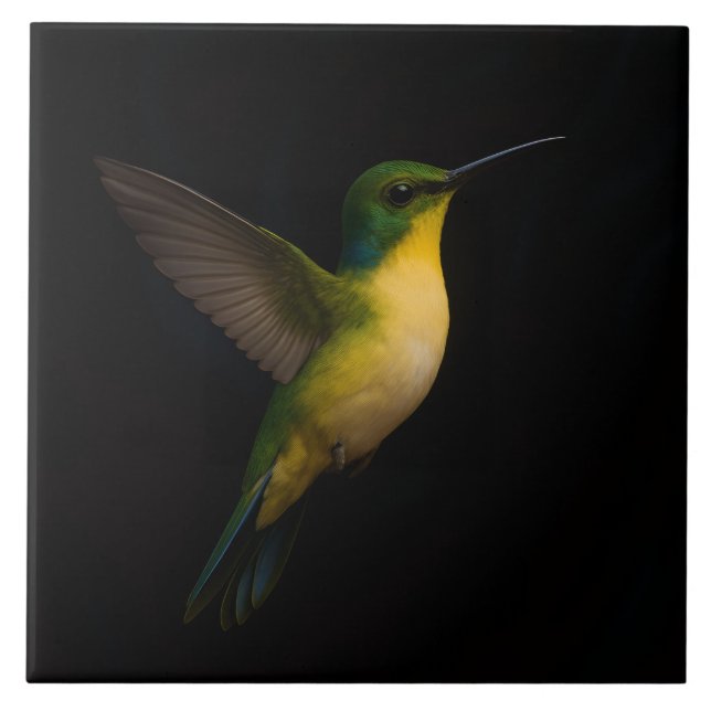 Black 4 Luxe Tile med flytande Hummingbird Kakelplatta (Framsidan)