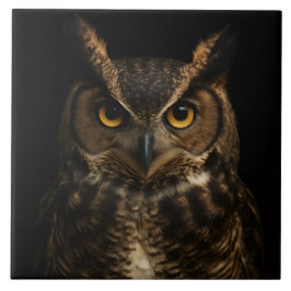 Black 4 Luxe Tile med Golden Öga Uggla Kakelplatta