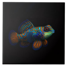 Black 4 Luxe Tile med mandarin Dragonet Fish Kakelplatta