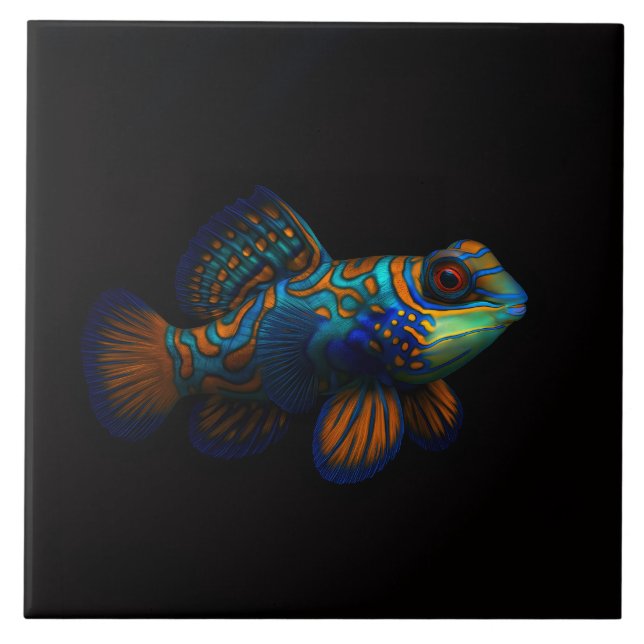Black 4 Luxe Tile med mandarin Dragonet Fish Kakelplatta (Framsidan)