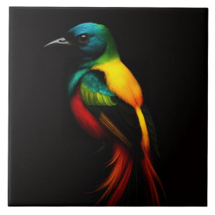 Black 4 Luxe Tile med Rainbow Svan Tropical Bird Kakelplatta