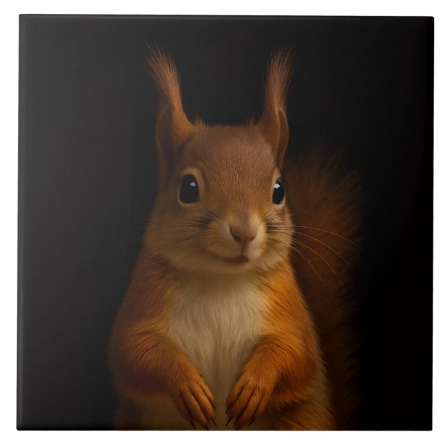 Black 4 Luxe Tile med Red Squirrel Kakelplatta (Framsidan)