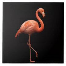 Black 4 Luxe Tile med Rosa Flamingo Tropical Bird