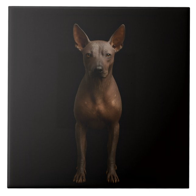 Black 4 Luxe Tile with Argentine Pila Dog Kakelplatta (Framsidan)