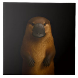 Black 4 Luxe Tile with Elegant Platypus Kakelplatta