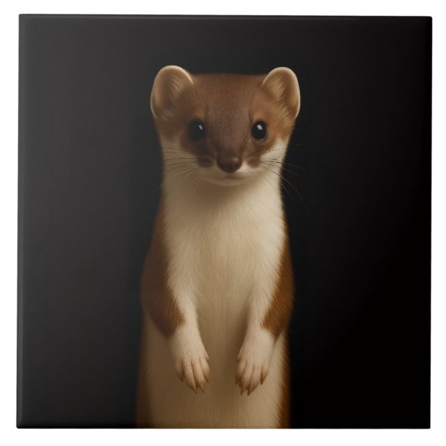 Black 4 Luxe Tile with Elegant Weasel Kakelplatta (Framsidan)