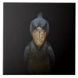 Black 4 Luxe Tile with Exotic Shoebill Bird Kakelplatta