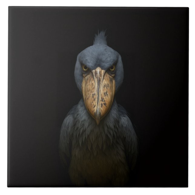 Black 4 Luxe Tile with Exotic Shoebill Bird Kakelplatta (Framsidan)
