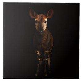 Black 4 Luxe Tile with Forest Okapi Kakelplatta