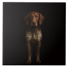 Black 4 Luxe Tile with German Pointer Dog Kakelplatta