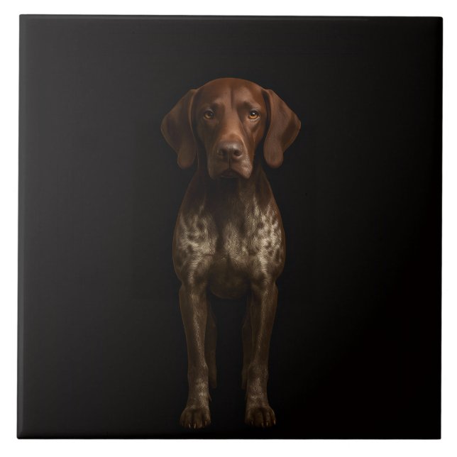 Black 4 Luxe Tile with German Pointer Dog Kakelplatta (Framsidan)