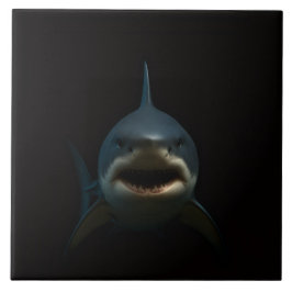 Black 4 Luxe Tile with Great White Shark Kakelplatta