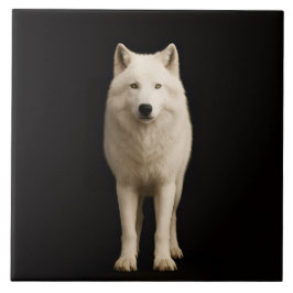 Black 4 Luxe Tile with Ivory Arctic Wolf Kakelplatta