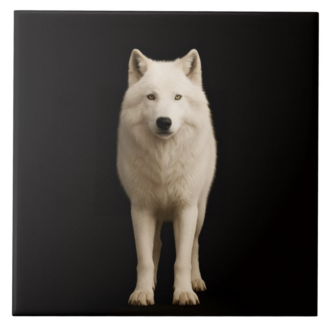 Black 4 Luxe Tile with Ivory Arctic Wolf Kakelplatta (Framsidan)