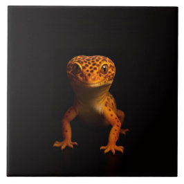 Black 4 Luxe Tile with Leopard Gecko Lizard Kakelplatta