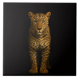 Black 4 Luxe Tile with Majestic Leopard Kakelplatta