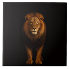 Black 4 Luxe Tile with Majestic Lion Kakelplatta