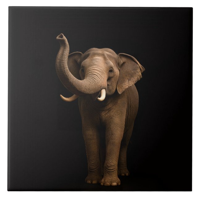 Black 4 Luxe Tile with Mighty Elephant Kakelplatta (Framsidan)