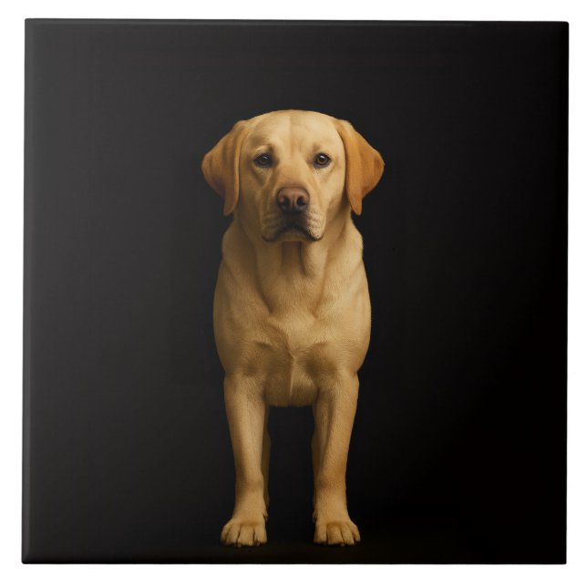 Black 4 Luxe Tile with Minimalist Labrador Kakelplatta (Framsidan)