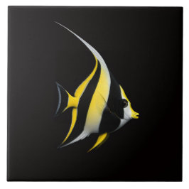 Black 4 Luxe Tile with Moorish Idol Kakelplatta